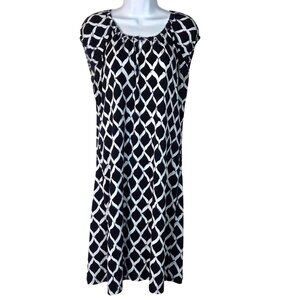 Liz Claiborne Womens Large Sleeveless Black & White Geometric Print Dress